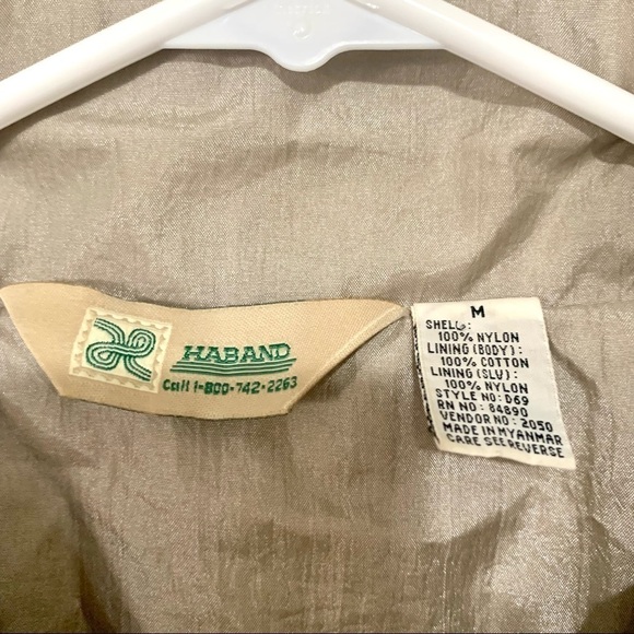 VTG HABAND Womens bomber metallic Coat Jacket Tan Fully Lined Nylon SIZE M - Picture 8 of 8